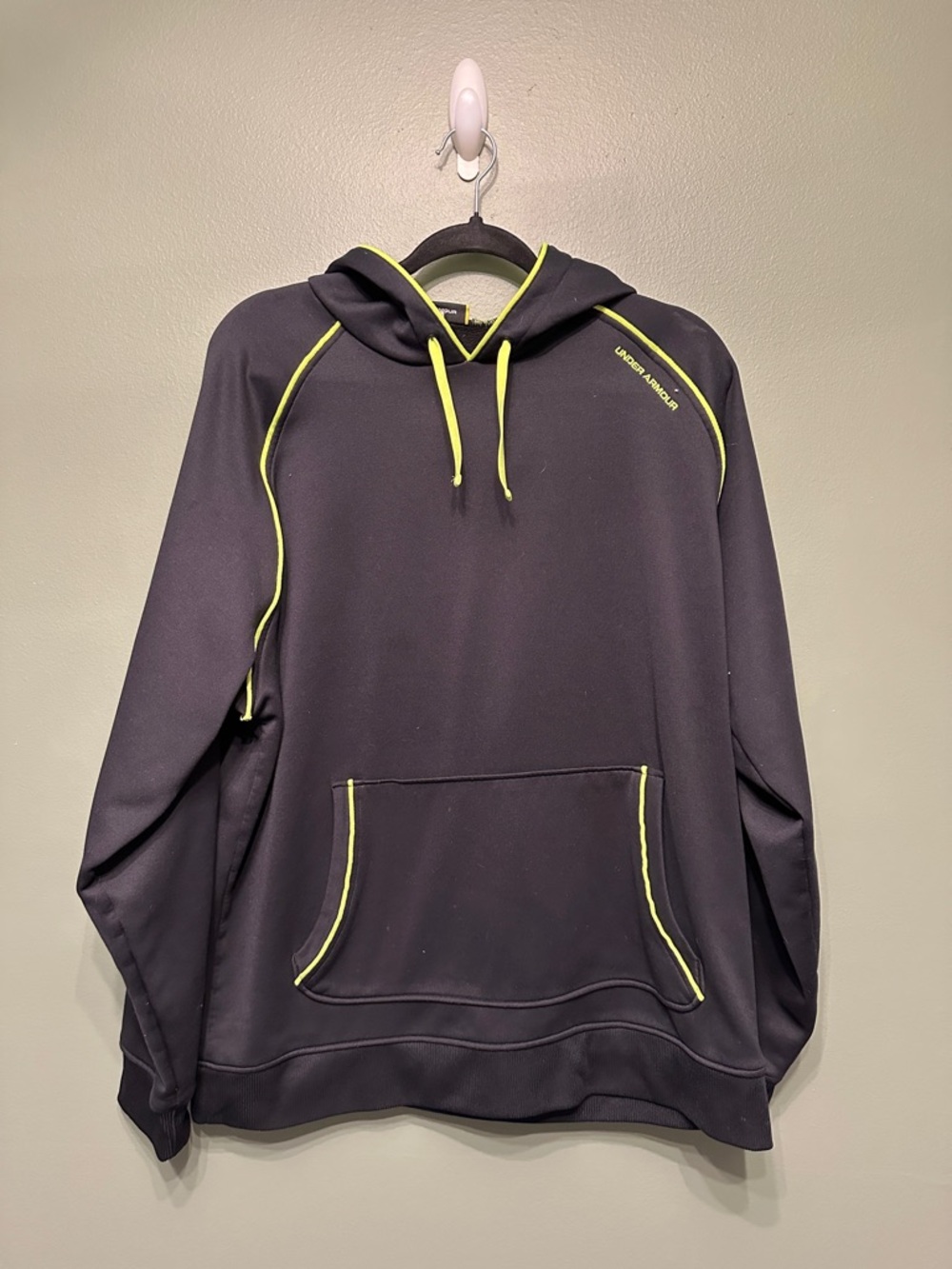 Men's Black Hoodie with Neon Yellow Trim